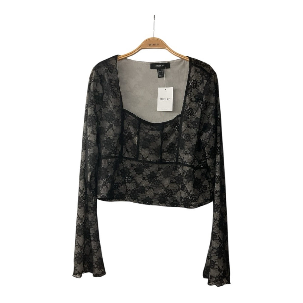 Forever 21 Black Lace Long Sleeve Top P:20-22” L:19”